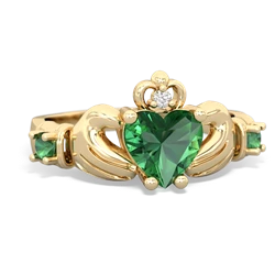 Lab Emerald Claddagh Keepsake 14K Yellow Gold ring R5245
