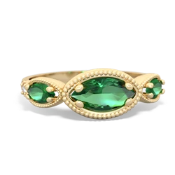 Emerald Milgrain Marquise 14K Yellow Gold ring R5700