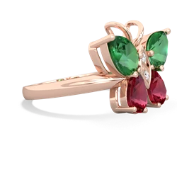 Lab Emerald Butterfly 14K Rose Gold ring R2215