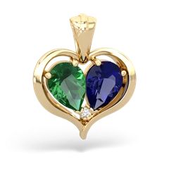 Lab Emerald Two Become One 14K Yellow Gold pendant P5330