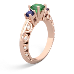 Lab Emerald Art Deco Eternal Embrace Engagement 14K Rose Gold ring C2003