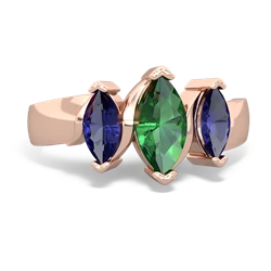 Lab Emerald Three Peeks 14K Rose Gold ring R2433