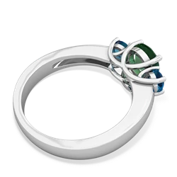 Lab Emerald Three Stone Round Trellis 14K White Gold ring R4018