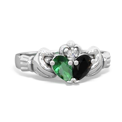 Lab Emerald 'Our Heart' Claddagh 14K White Gold ring R2388