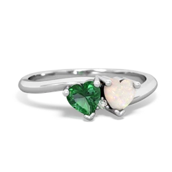 Lab Emerald Sweethearts 14K White Gold ring R5260