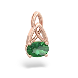 Lab Emerald Celtic Trinity Knot 14K Rose Gold pendant P2389