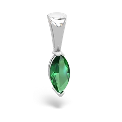 Lab Emerald 8X4 Marquise 14K White Gold pendant P1701