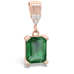 Lab Emerald Art Deco Dangle 14K Rose Gold pendant P1937