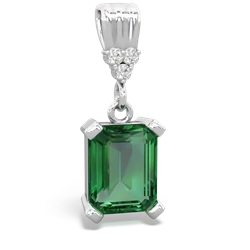 Lab Emerald Art Deco Dangle 14K White Gold pendant P1937