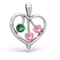 Lab Emerald Glowing Heart 14K White Gold pendant P2233