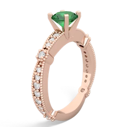 Lab Emerald Sparkling Tiara 6Mm Round 14K Rose Gold ring R26296RD