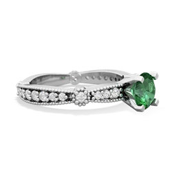 Lab Emerald Sparkling Tiara 6Mm Round 14K White Gold ring R26296RD