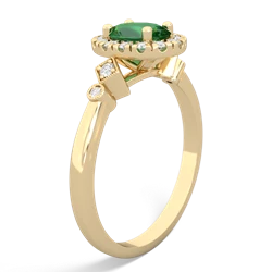 Lab Emerald Antique-Style Halo 14K Yellow Gold ring R5720