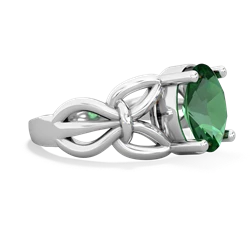 Lab Emerald Celtic Knot Cocktail 14K White Gold ring R2377