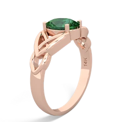 Lab Emerald Celtic Trinity Knot 14K Rose Gold ring R2389