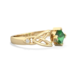Lab Emerald Celtic Knot Princess 14K Yellow Gold ring R3349