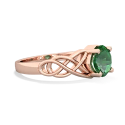 Lab Emerald Checkerboard Cushion Celtic Knot 14K Rose Gold ring R5000