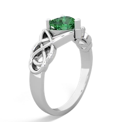 Lab Emerald Claddagh Celtic Knot 14K White Gold ring R2367
