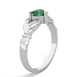 Lab Emerald Claddagh 14K White Gold ring R2370