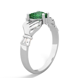 Lab Emerald Claddagh Diamond Crown 14K White Gold ring R2372