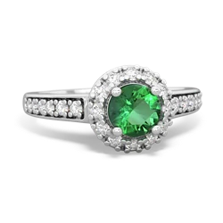 Lab Emerald Diamond Halo 14K White Gold ring R5370