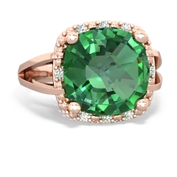 Lab Emerald Art Deco Cocktail 14K Rose Gold ring R2498