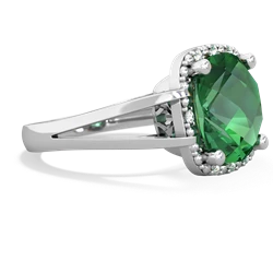 Lab Emerald Art Deco Cocktail 14K White Gold ring R2498