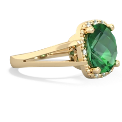 Lab Emerald Art Deco Cocktail 14K Yellow Gold ring R2498