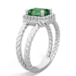 Lab Emerald Rope Split Band 14K White Gold ring R2628