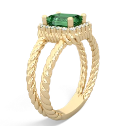 Lab Emerald Rope Split Band 14K Yellow Gold ring R2628