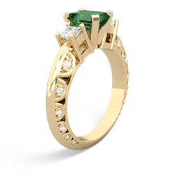 Lab Emerald Art Deco Diamond 7X5 Emerald-Cut Engagement 14K Yellow Gold ring R20017EM