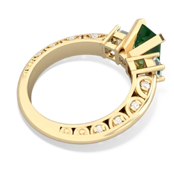 Lab Emerald Art Deco Diamond 8X6 Emerald-Cut Engagement 14K Yellow Gold ring R20018EM