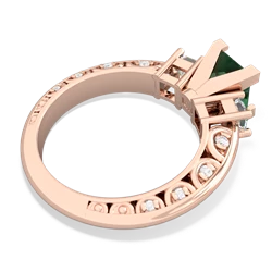 Lab Emerald Art Deco Diamond Engagement 6Mm Princess 14K Rose Gold ring R2001