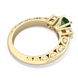 Lab Emerald Art Deco Diamond 6Mm Round Engagment 14K Yellow Gold ring R2003