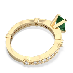 Lab Emerald Sparkling Tiara 7X5mm Emerald-Cut 14K Yellow Gold ring R26297EM