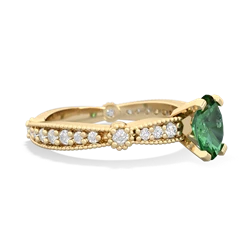 Lab Emerald Sparkling Tiara 7X5mm Oval 14K Yellow Gold ring R26297VL