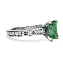 Lab Emerald Sparkling Tiara 8X6 Emerald-Cut 14K White Gold ring R26298EM