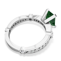 Lab Emerald Sparkling Tiara 8X6 Emerald-Cut 14K White Gold ring R26298EM