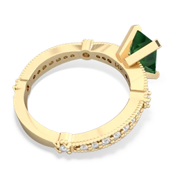 Lab Emerald Sparkling Tiara 8X6 Emerald-Cut 14K Yellow Gold ring R26298EM