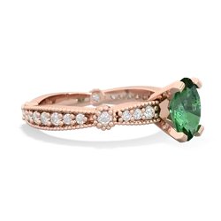 Lab Emerald Sparkling Tiara 8X6 Oval 14K Rose Gold ring R26298VL