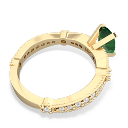 Lab Emerald Sparkling Tiara 8X6 Oval 14K Yellow Gold ring R26298VL
