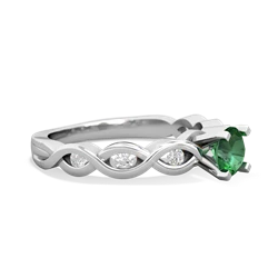 Lab Emerald Infinity 5Mm Round Engagement 14K White Gold ring R26315RD