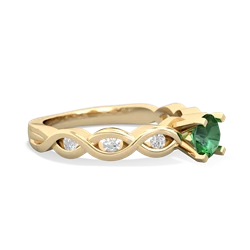 Lab Emerald Infinity 5Mm Round Engagement 14K Yellow Gold ring R26315RD
