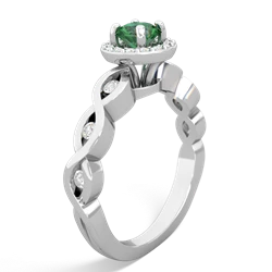 Lab Emerald Infinity Halo Engagement 14K White Gold ring R26315RH