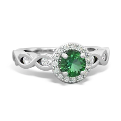 Lab Emerald Infinity Halo Engagement 14K White Gold ring R26315RH