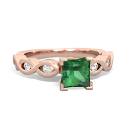 Lab Emerald Infinity 5Mm Square Engagement 14K Rose Gold ring R26315SQ