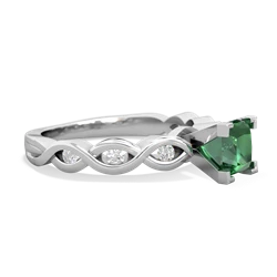 Lab Emerald Infinity 5Mm Square Engagement 14K White Gold ring R26315SQ
