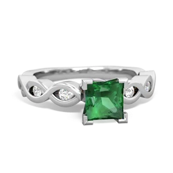 Lab Emerald Infinity 5Mm Square Engagement 14K White Gold ring R26315SQ