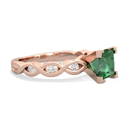 Lab Emerald Infinity 6Mm Princess Engagement 14K Rose Gold ring R26316SQ
