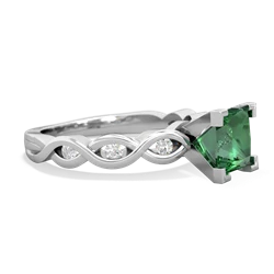 Lab Emerald Infinity 6Mm Princess Engagement 14K White Gold ring R26316SQ
